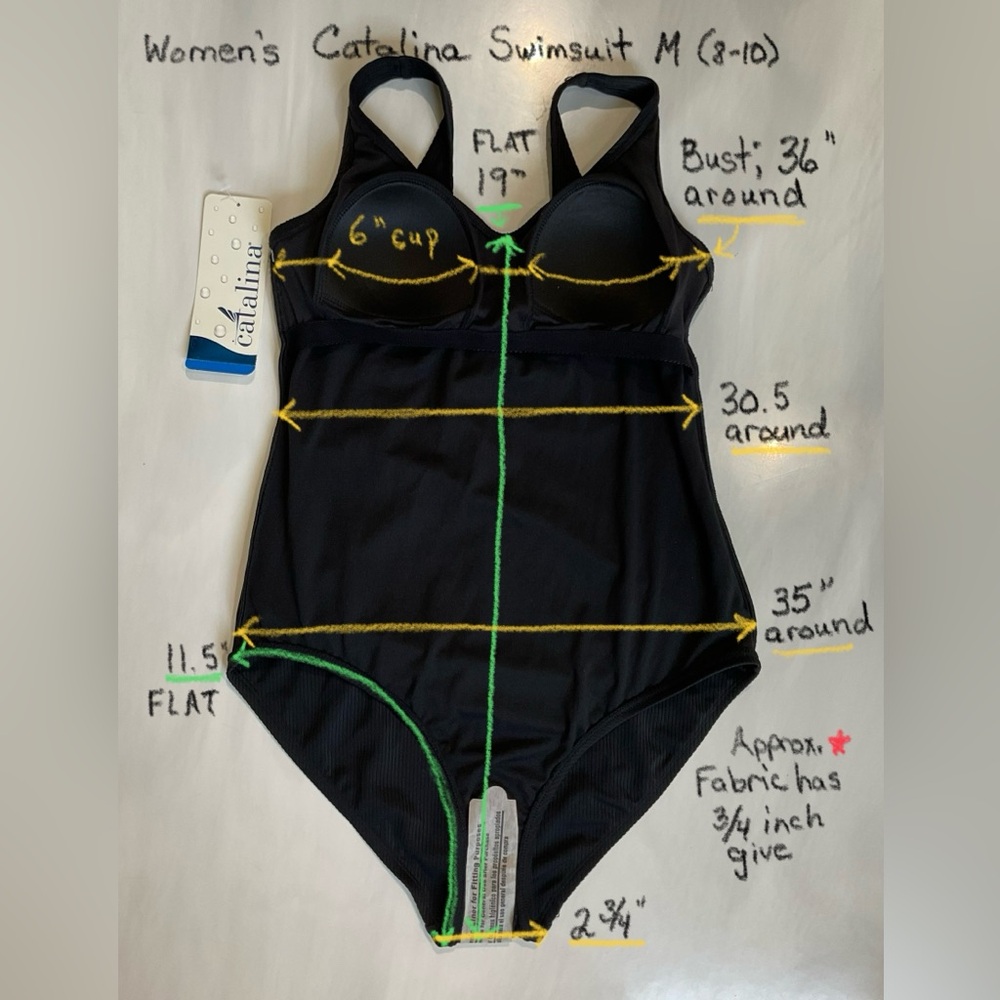 Catalina Women’s One Piece Tank Top Swimsuit Size 8-10 NWT Fully Lined - Picture 7 of 10